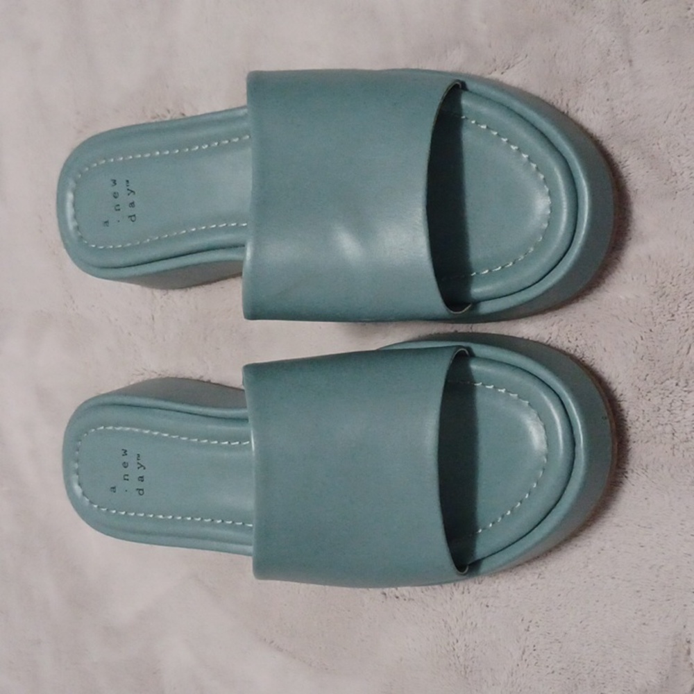 Green platform sandals